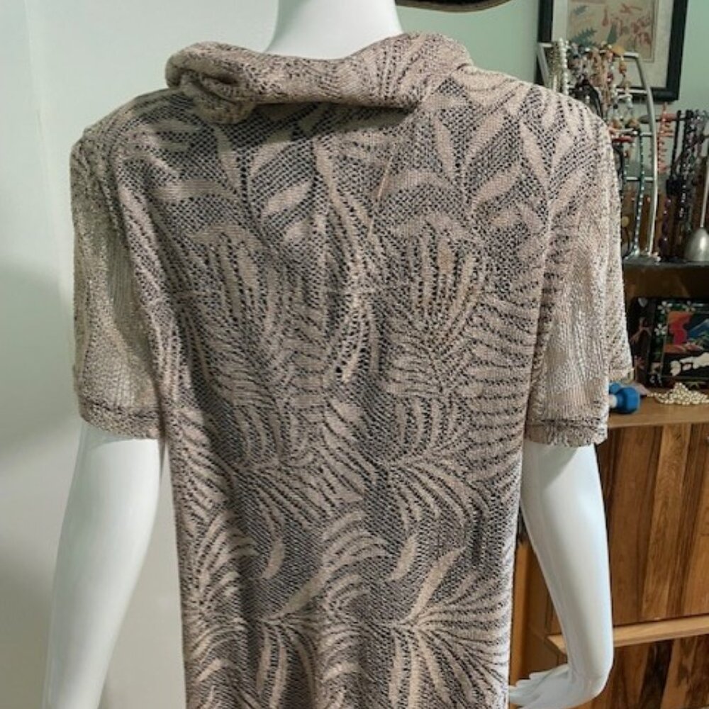 Beige and Black Fringed Cocktail Dress - Picture 6 of 7